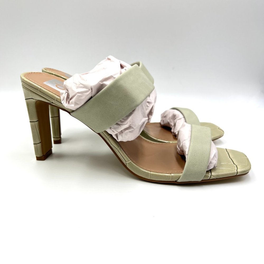 DV Dolce Vita Womens Size 9.5 Sage Green Croc Embossed Sandals Heels‎ Shoes